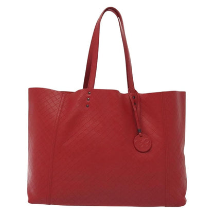 Bottega Veneta Intrecciomirage Tote Leather, RED, LEATHER, Tote bag