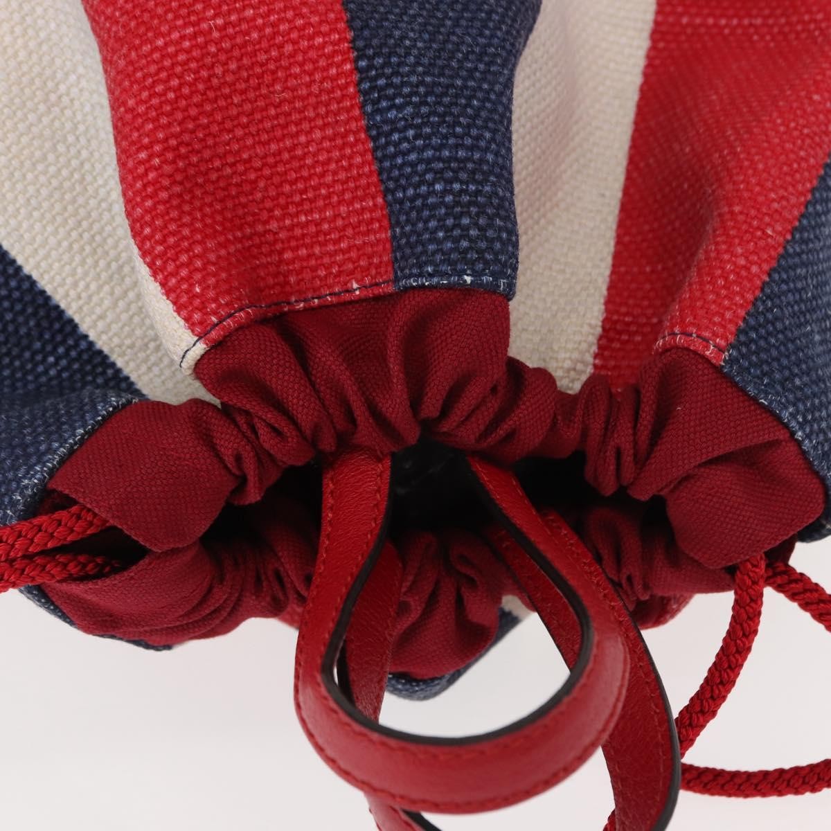 Gucci Logo Drawstring Backpack Striped Canvas, BLUE, CANVAS, Backpack