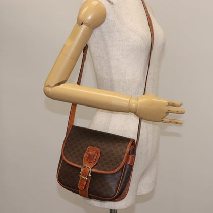 Celine Macadam Shoulder Bag PVC Leather, BROWN, CANVAS, Shoulder bag