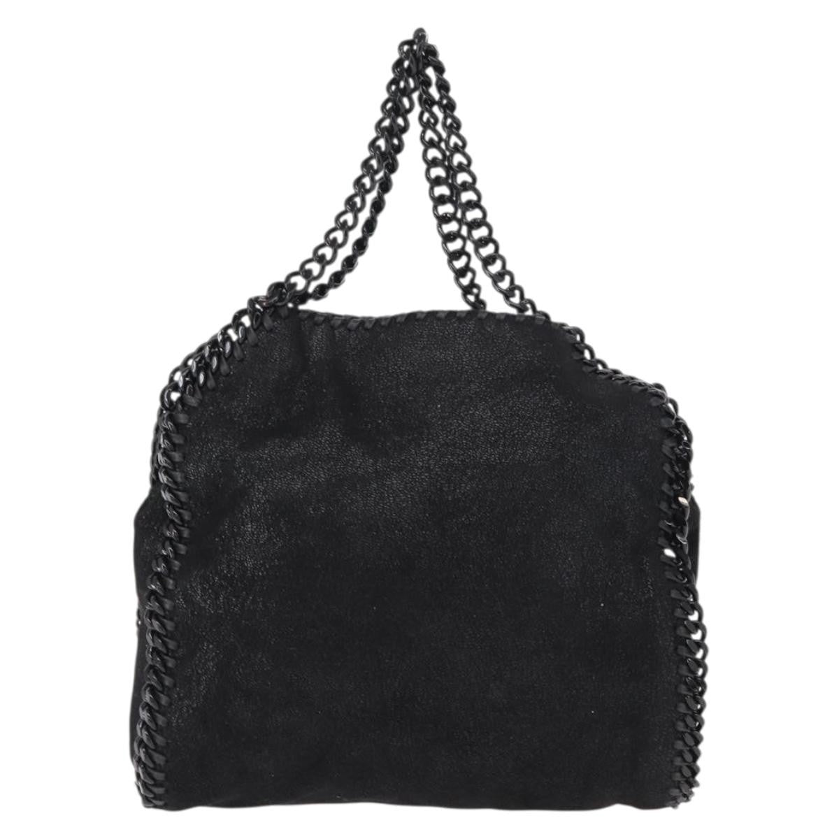 Stella McCartney Falabella Fold Over Bag Shaggy Deer, BLACK, POLYESTER, Shoulder bag