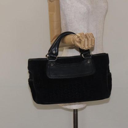 Celine Boogie Satchel Macadam, BLACK, CANVAS, Handbag