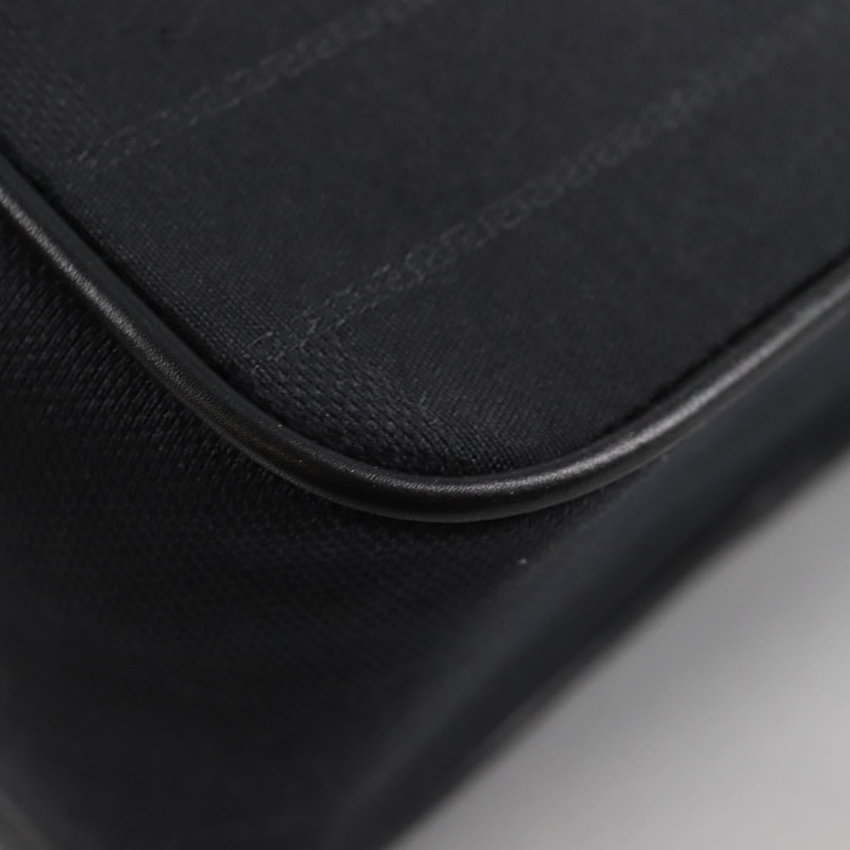 Versace Front Pocket Shoulder Bag Leather and Canvas, BLACK, CANVAS, Shoulder bag