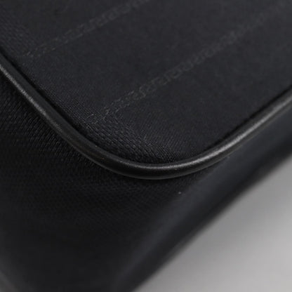 Versace Front Pocket Shoulder Bag Leather and Canvas, BLACK, CANVAS, Shoulder bag