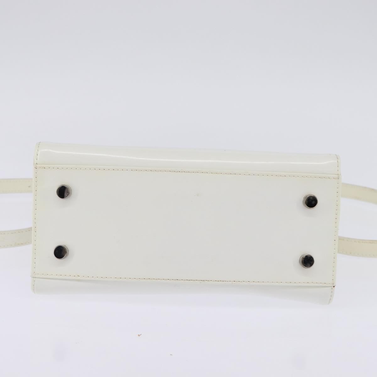 Salvatore Ferragamo Gancini handbag Patent leather, WHITE, PATENT_LEATHER, Handbag