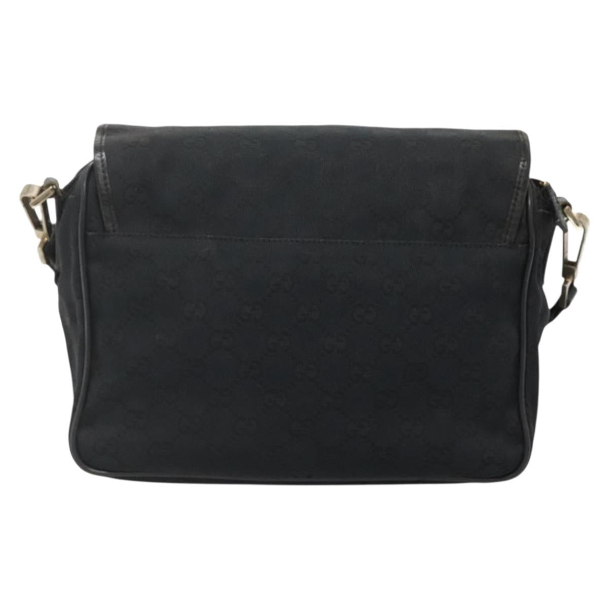 Gucci Flap Messenger Bag GG Coated Canvas, BLACK, CANVAS, Shoulder bag