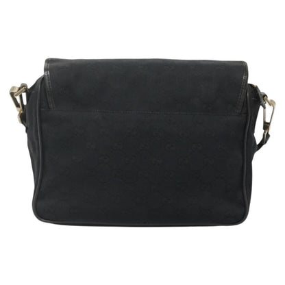 Gucci Flap Messenger Bag GG Coated Canvas, BLACK, CANVAS, Shoulder bag