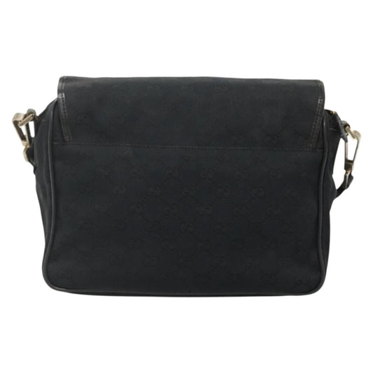 Gucci Flap Messenger Bag GG Coated Canvas, BLACK, CANVAS, Shoulder bag