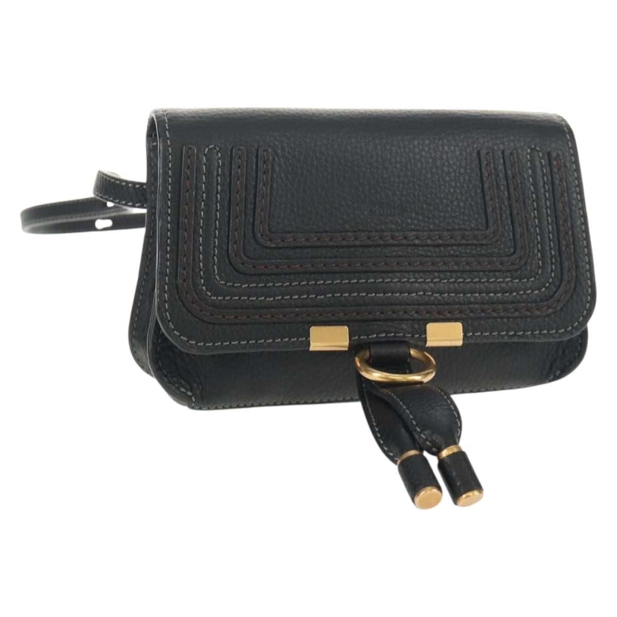 Chloe Marcie Belt Bag Leather, BLACK, LEATHER, Shoulder bag