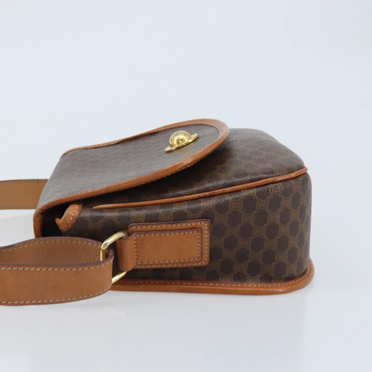 Celine Vintage Macadam Shoulder Bag Canvas and Leather, BROWN, CANVAS, Shoulder bag