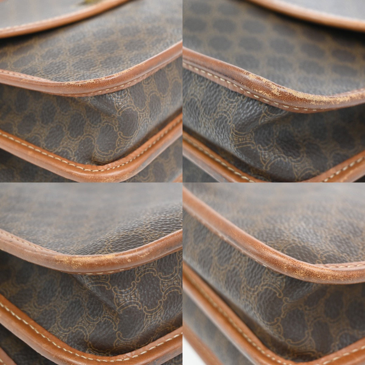 Celine Vintage Macadam Shoulder Bag Canvas and Leather, BROWN, CANVAS, Shoulder bag