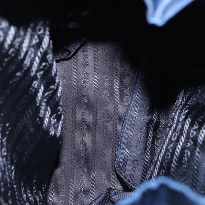 Prada Vela Double Front Pocket Backpack Tessuto with Saffiano Leather, BLUE, NYLON, Backpack