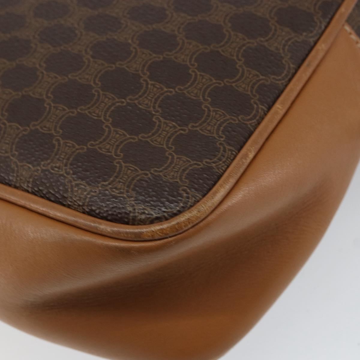 Celine Vintage Macadam Shoulder Bag Canvas and Leather, BROWN, CANVAS, Shoulder bag