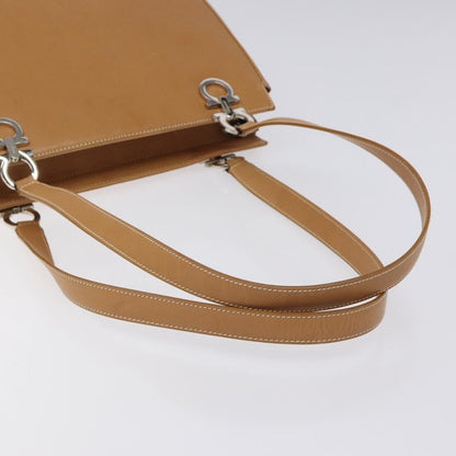 Salvatore Ferragamo Gancini Shoulder Bag Leather, BROWN, LEATHER, Shoulder bag