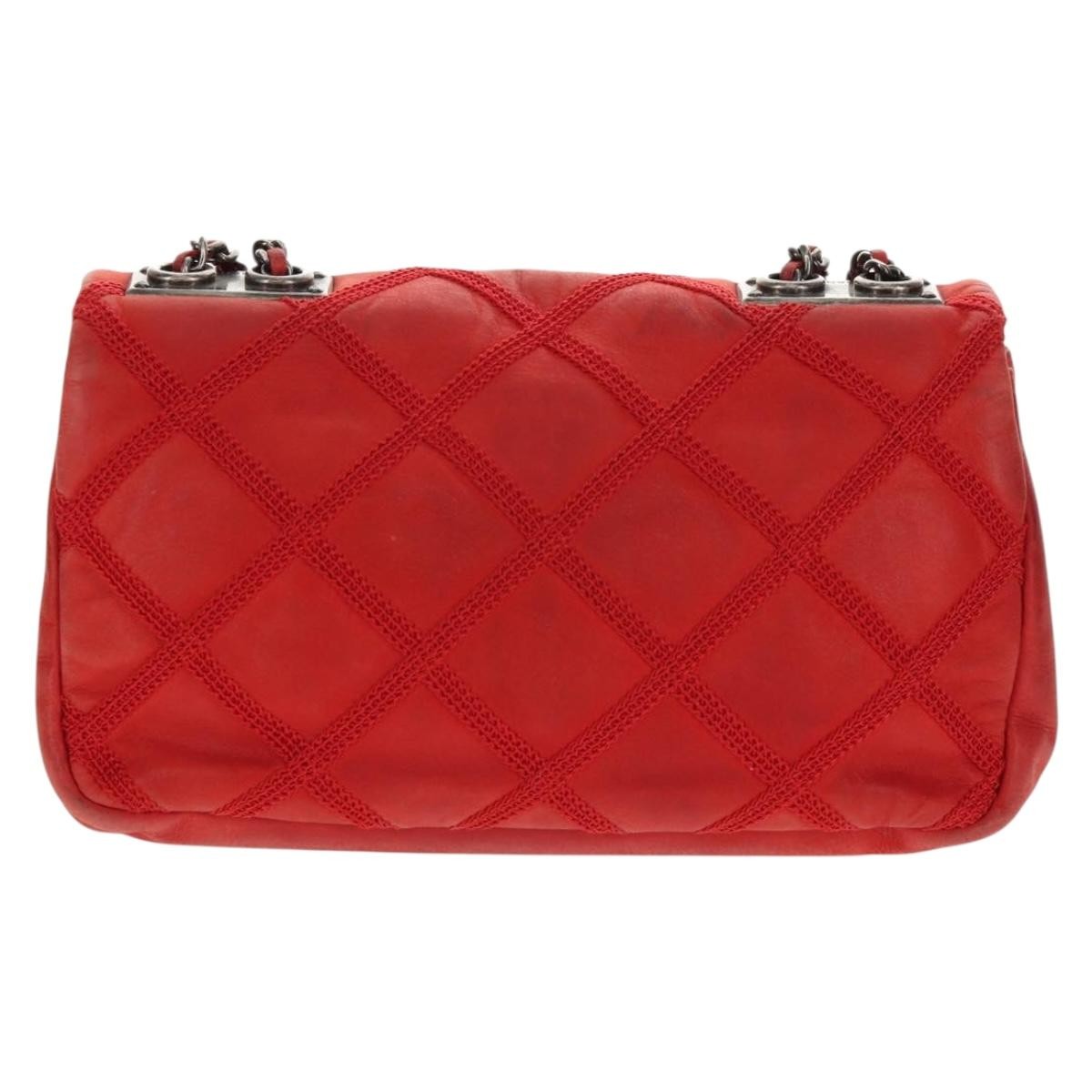 Chanel Diamond Stitch Chain Flap Bag Quilted Iridescent Calfskin, RED, LEATHER, Shoulder bag