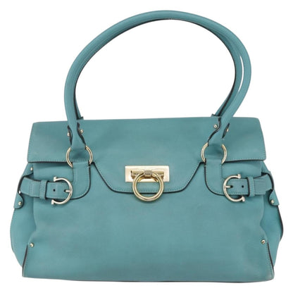 Salvatore Ferragamo Virna Satchel Leather, TURQUOISE, LEATHER, Tote bag