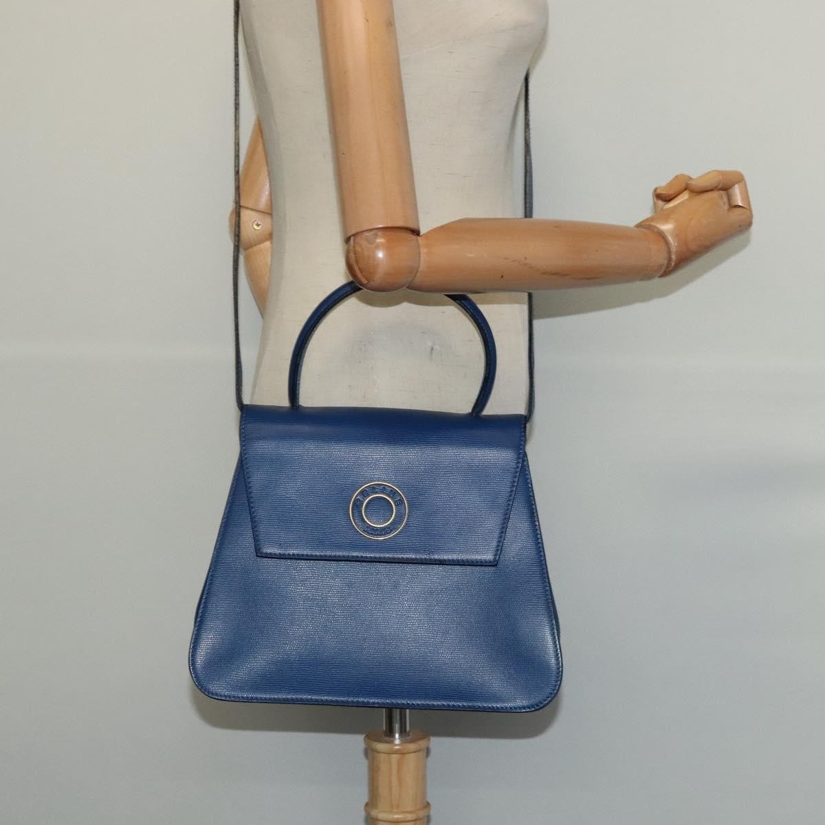 Celine Vintage Circle Logo Crossbody Bag Leather, BLUE, LEATHER, Crossbody bag