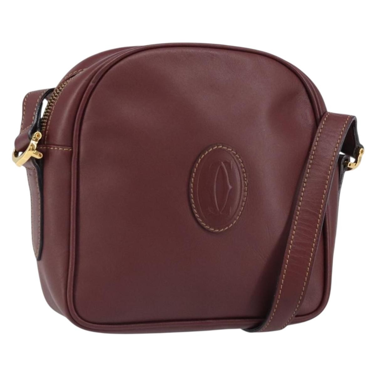 cartier Must de Cartier Shoulder Bag Leather, BURGUNDY, LEATHER, Shoulder bag