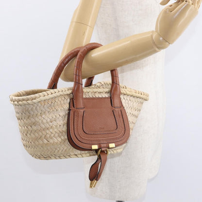 Chloe Marcie Basket Bag Raffia and Leather, BEIGE, WICKER, Handbag