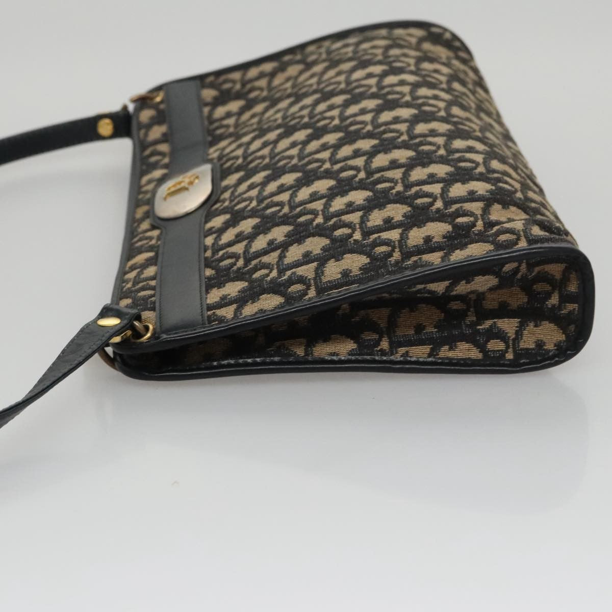 Christian Dior Vintage Trotter Shoulder Bag Canvas, NAVY, CANVAS, Shoulder bag