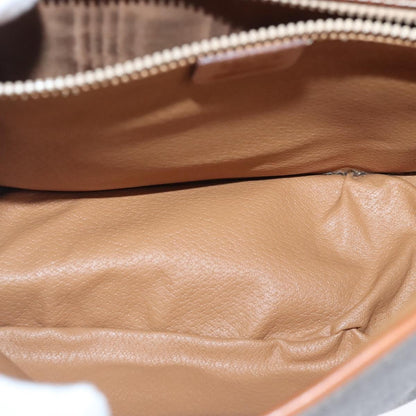 Celine Vintage Macadam Shoulder Bag Canvas and Leather, Brown, Canvas, Shoulder Bag