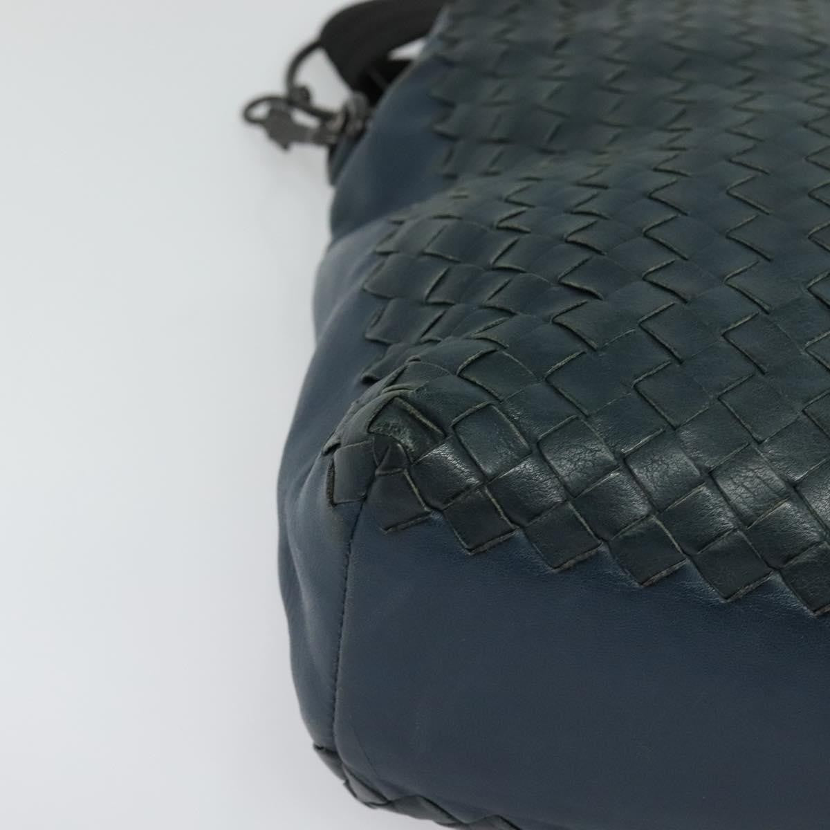 Bottega Veneta Flat Messenger Bag Intrecciato Nappa, BLUE, LEATHER, Shoulder bag