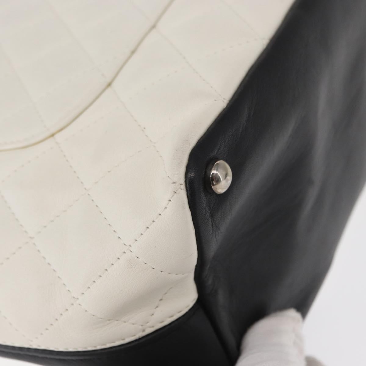 Chanel Cambon Tote Quilted Leather, WHITE, LEATHER, Tote bag