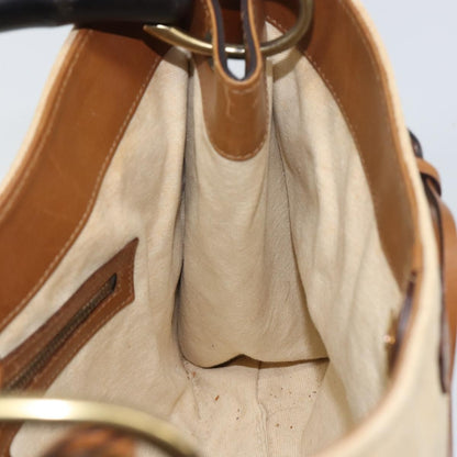 Gucci Vintage Bamboo Handle Bag Canvas, BEIGE, CANVAS, Tote bag