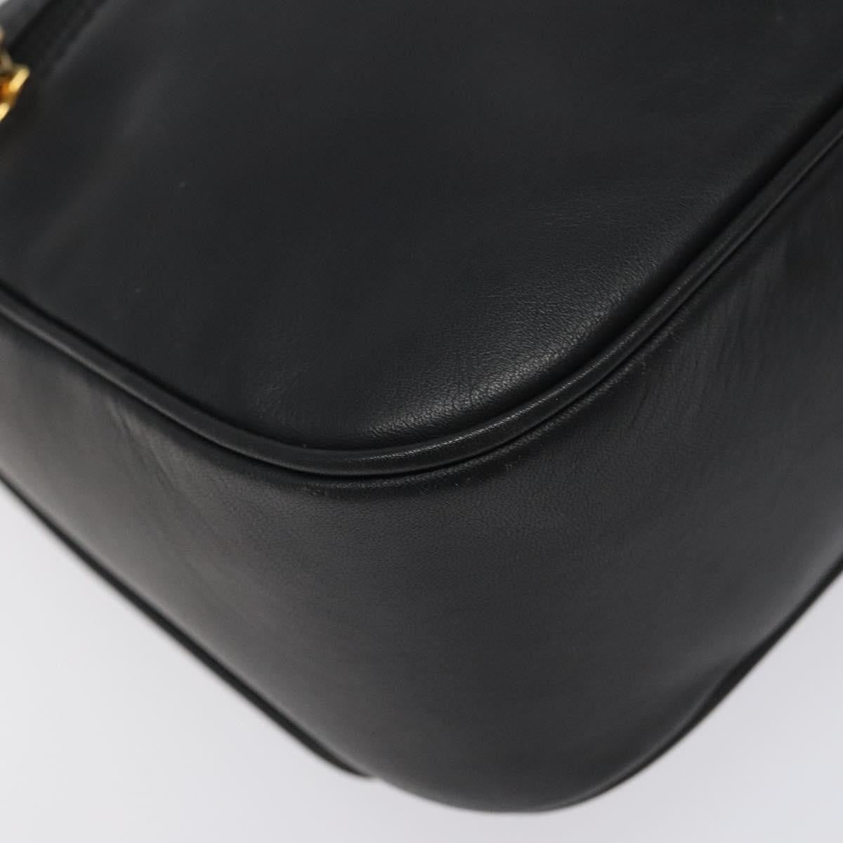 Celine Vintage Circle Logo Crossbody Bag Leather, BLACK, LEATHER, Shoulder bag