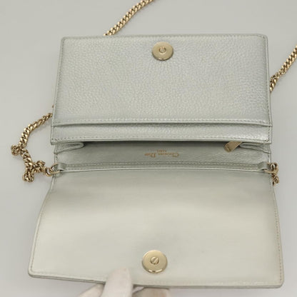 Christian Dior Diorama Wallet on Chain Leather, SILVER, LEATHER, Wallets