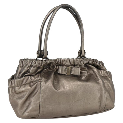 Salvatore Ferragamo Vala Handbag Leather, GOLD, LEATHER, Handbag