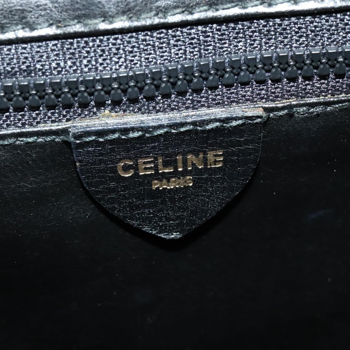 Celine Vintage Circle Logo Crossbody Bag Leather, BLACK, LEATHER, Crossbody bag
