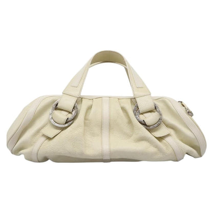Bvlgari Chandra Satchel Leather, BEIGE, LEATHER, Handbag