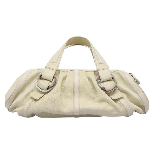 Bvlgari Chandra Satchel Leather, BEIGE, LEATHER, Handbag