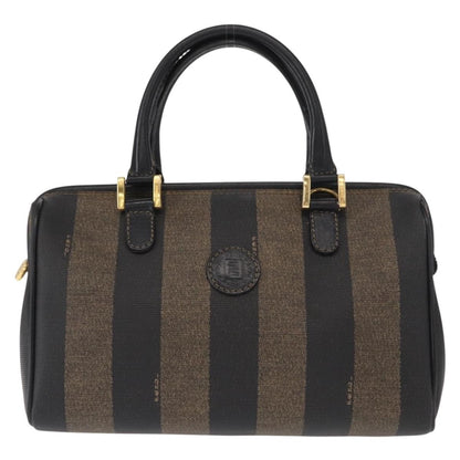 Fendi Vintage Pequin Convertible Boston Bag Coated Canvas, BROWN, CANVAS, Travel bag