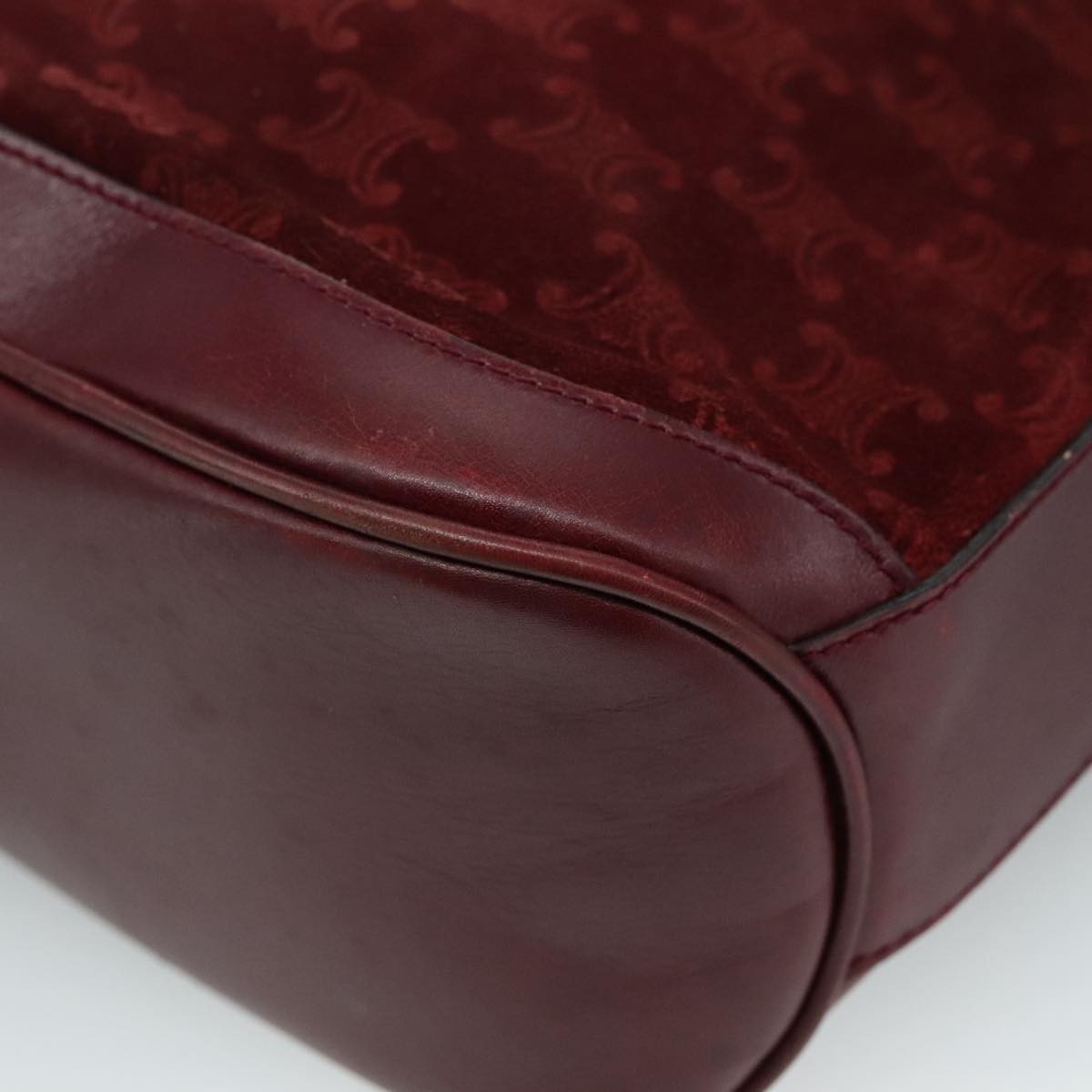 Celine Vintage Macadam Shoulder Bag Suede, RED, SUEDE, Shoulder bag