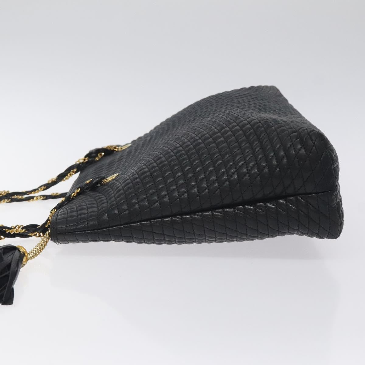 Bally Vintage Chain Shoulder Bag Quilted Leather, BLACK, LEATHER, Shoulder bag