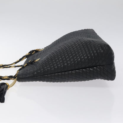Bally Vintage Chain Shoulder Bag Quilted Leather, BLACK, LEATHER, Shoulder bag