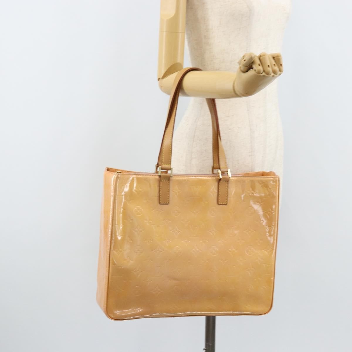 Louis Vuitton Columbus Handbag Monogram Vernis, Beige, Patent Leather, Tote Bag