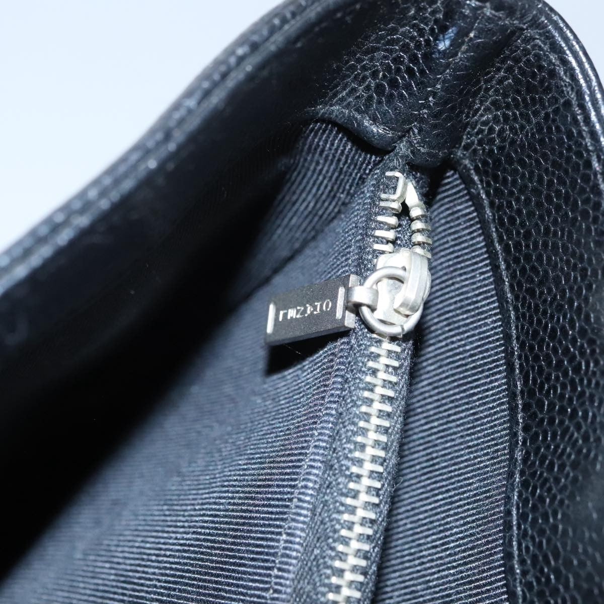 Chanel Vintage Metal Ring Tote Leather, BLACK, LEATHER, Tote bag