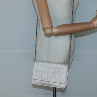 Chanel Travel Line Wallet on Chain Quilted Nylon, SILVER, NYLON, Wallets