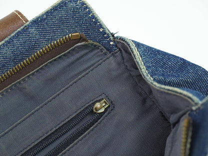 Chanel Vintage CC Tote Denim with Leather, NAVY, DENIM_JEANS, Tote bag