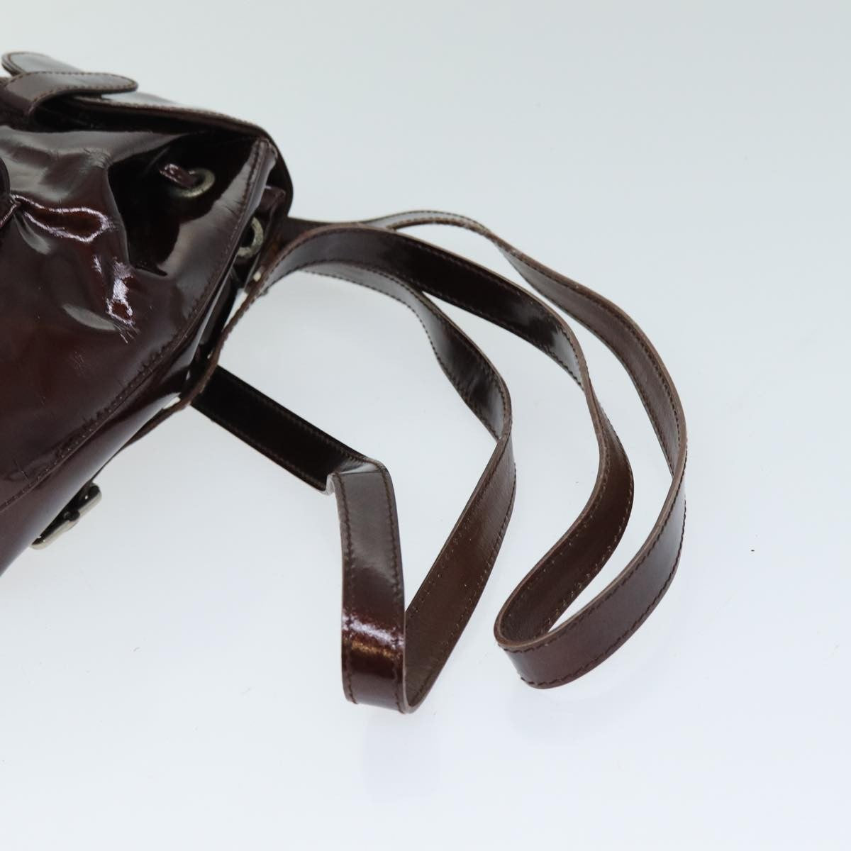 Gucci Vintage Bamboo Backpack Patent, BROWN, PATENT_LEATHER, Backpack