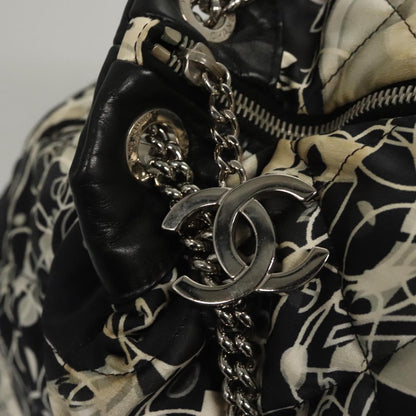 Chanel Kaleidoscope Chain Tote Quilted Printed Satin, BLACK, SILK, Shoulder bag