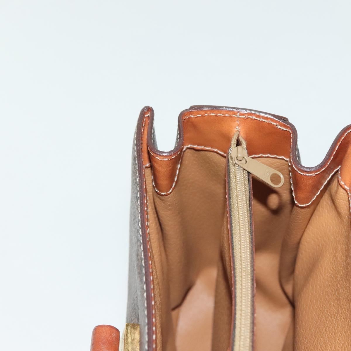 Celine Vintage Convertible Top Handle Bag Macadam Coated Canvas, BROWN, CANVAS, Handbag