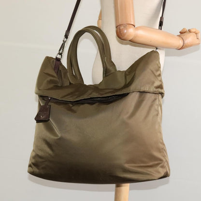 Prada Convertible Double Tote Tessuto, KHAKI, NYLON, Handbag