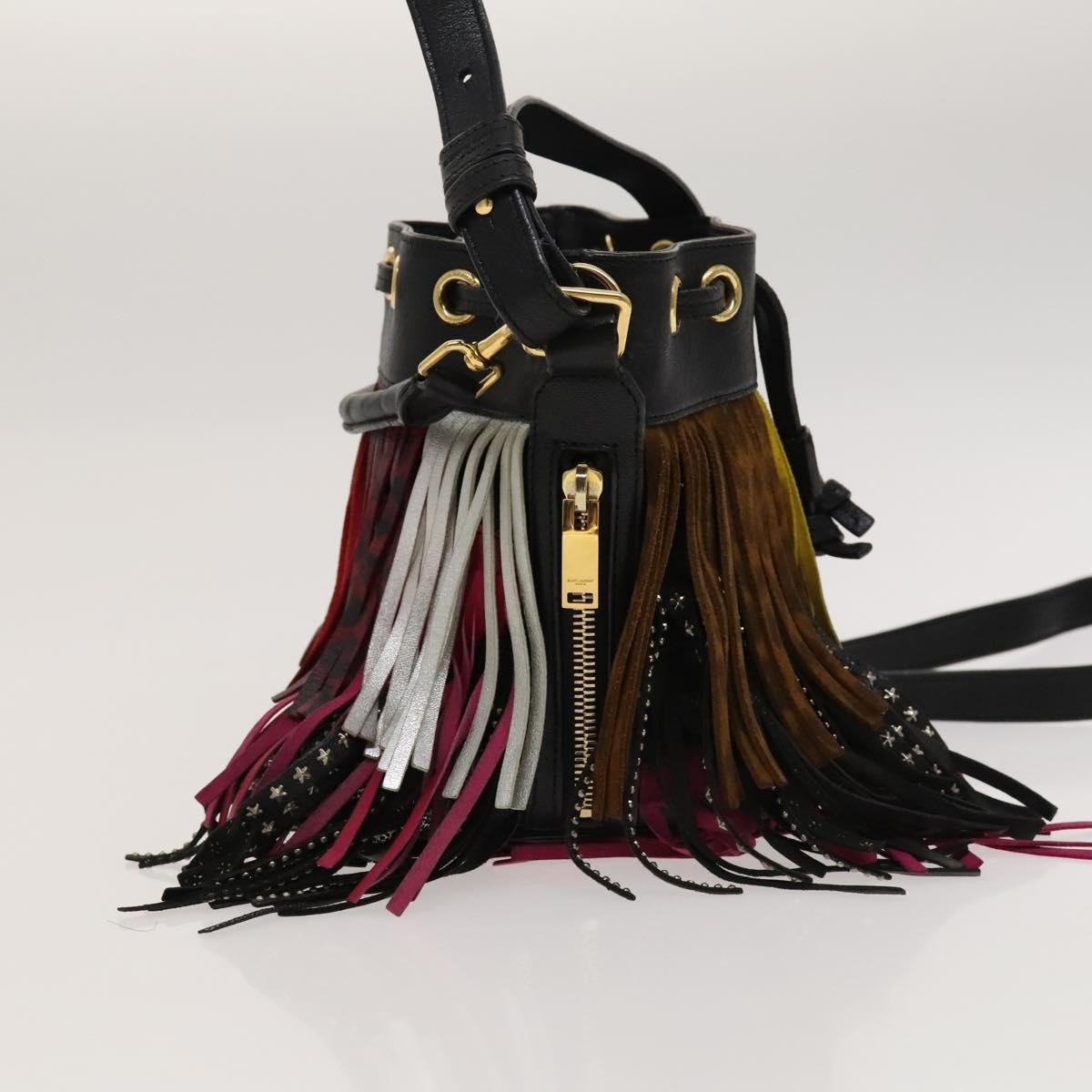 Saint Laurent Fringe Emmanuelle Bucket Bag Leather, MULTICOLOUR, LEATHER, Handbag