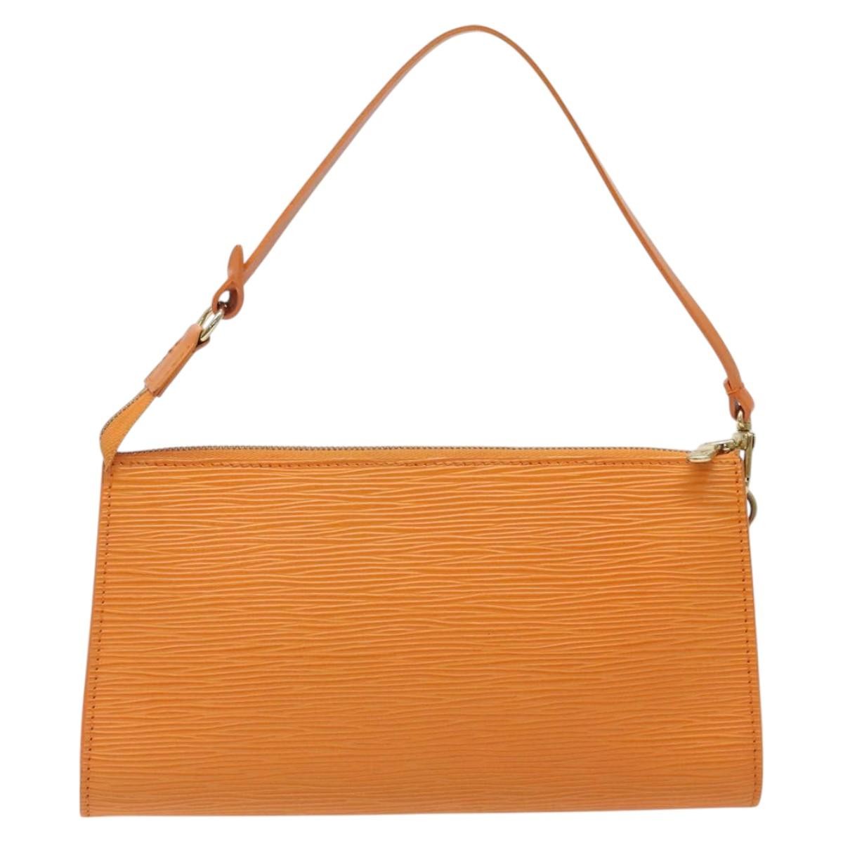 Louis Vuitton Pochette Accessoires Epi Leather, ORANGE, LEATHER, Clutche & pouche