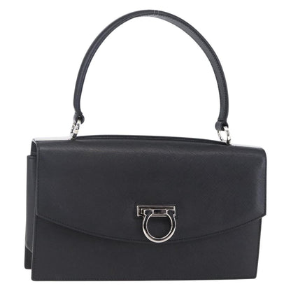 Salvatore Ferragamo Gancini handbag Leather, BLACK, LEATHER, Shoulder bag
