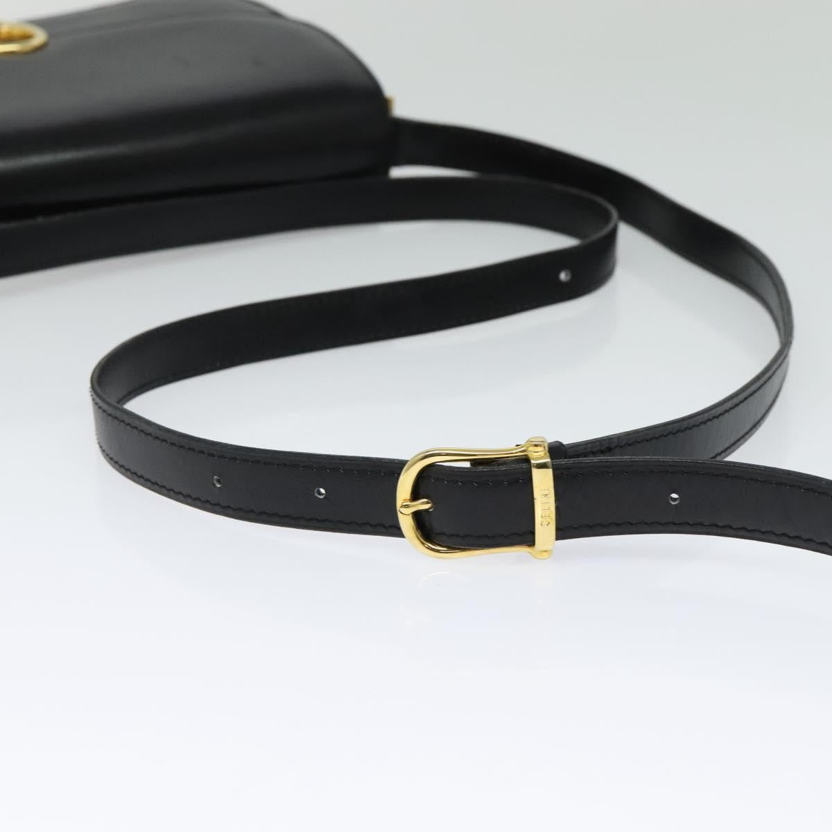 Celine Shoulder Bag Leather, BLACK, LEATHER, Shoulder bag