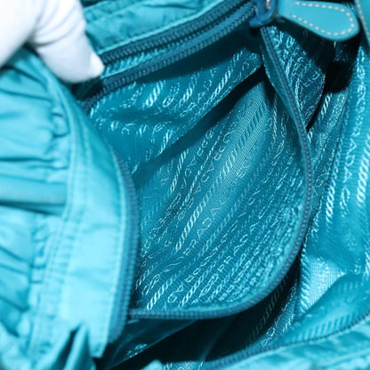 Prada Bow Convertible Tote Tessuto, TURQUOISE, NYLON, Tote bag